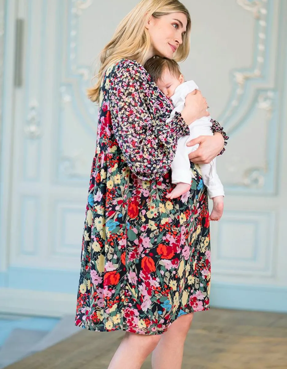 Store Seraphine Gemischter Blumendruck Boho Umstandskleid Zum Stillen