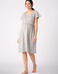 Fashion Seraphine Gepunktetes Mama & Mini Umstands- Und Still-Schlafkleid Set Grau