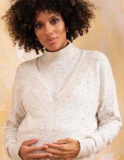 Hot Seraphine Gesprenkelter Umstands & Stillpullover Aus Baumwollmischung