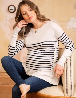 Flash Sale Seraphine Gestreifter Still & Umstandspullover Baumwolle