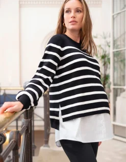 Fashion Seraphine Gestreifter Umstands- Und Stillpullover Im Lagenlook
