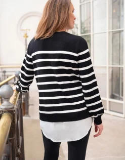 Fashion Seraphine Gestreifter Umstands- Und Stillpullover Im Lagenlook