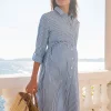 Outlet Seraphine Gestreiftes Umstands- Und Stillkleid Tencel & Baumwolle