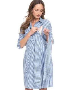 Outlet Seraphine Gestreiftes Umstands- Und Stillkleid Tencel & Baumwolle