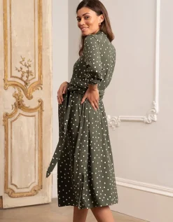 Clearance Seraphine Getupftes Umstands- & Stillhemdkleid Khaki