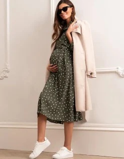 Clearance Seraphine Getupftes Umstands- & Stillhemdkleid Khaki