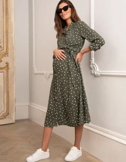 Clearance Seraphine Getupftes Umstands- & Stillhemdkleid Khaki