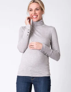 Outlet Seraphine Grauer Bambus Still- & Umstandsrollkragenpullover