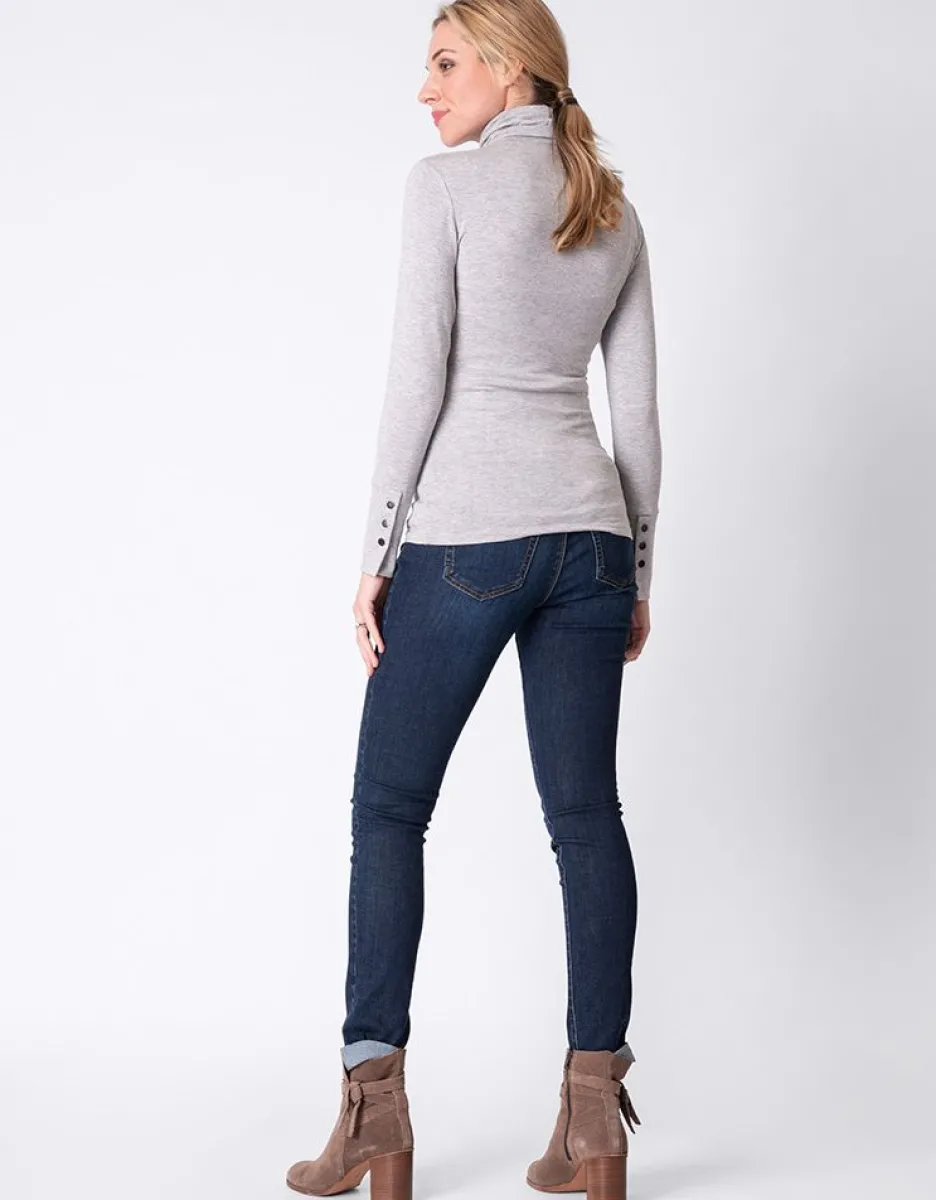 Outlet Seraphine Grauer Bambus Still- & Umstandsrollkragenpullover