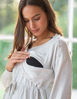 Fashion Seraphine Graues Sweatshirt Umstands- Und Stillkleid Mit Kordelzug