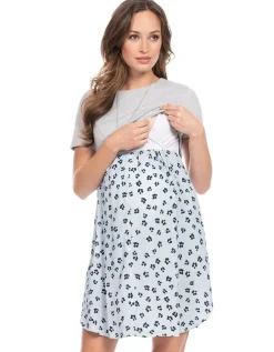 Hot Seraphine Graumeliertes Umstands- & Stillkleid Mit Stricktop Baumwollmischung