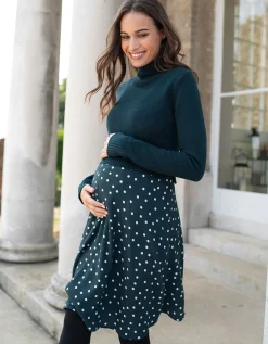 Shop Seraphine Grunes 2-In-1 Umstands- & Stillkleid Mit Tupfen