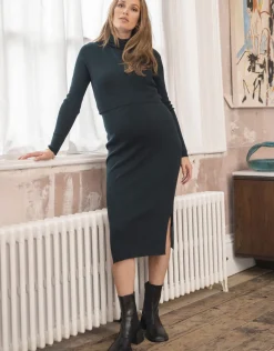 Best Seraphine Grunes Umstands- & Stillmidikleid Rippenstrick