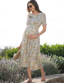 Best Seraphine Grunes Umstands- Und Stillmidikleid Mit Blumenmuster