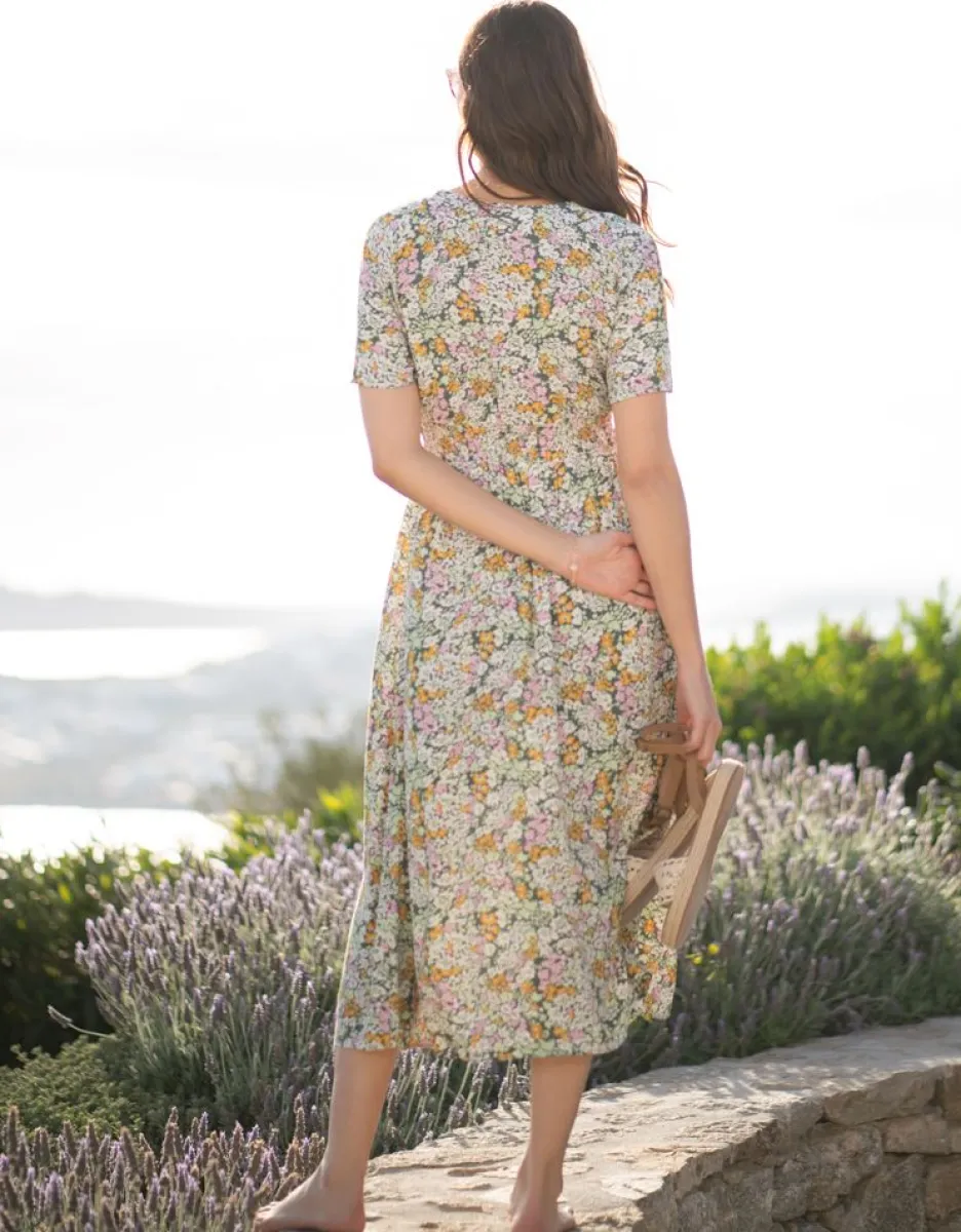 Best Seraphine Grunes Umstands- Und Stillmidikleid Mit Blumenmuster