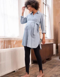 Store Seraphine Helles Chambray Umstandshemdkleid - Baumwolle