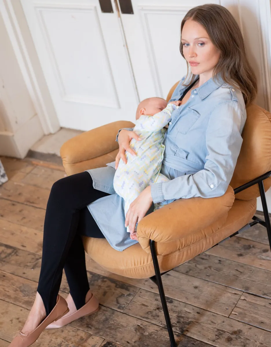 Store Seraphine Helles Chambray Umstandshemdkleid - Baumwolle
