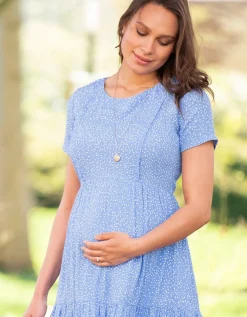 Shop Seraphine Himmelblaues Gestuftes Umstands- & Stillkleid