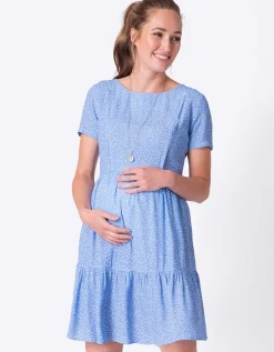 Shop Seraphine Himmelblaues Gestuftes Umstands- & Stillkleid