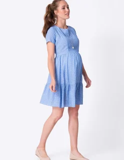Shop Seraphine Himmelblaues Gestuftes Umstands- & Stillkleid