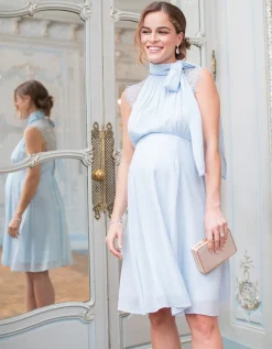 Fashion Seraphine Himmelblaues Still- & Umstandskleid Mit Bindeschleife