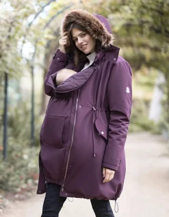 Hot Seraphine Hochwertige 6-In-1 Umstands- & Tragejacke Dunkelrot