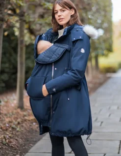 Hot Seraphine Hochwertige 6-In-1 Umstands- & Tragejacke Dunkelblau