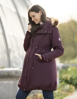 Hot Seraphine Hochwertige 6-In-1 Umstands- & Tragejacke Dunkelrot