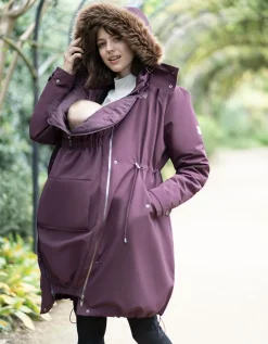 Hot Seraphine Hochwertige 6-In-1 Umstands- & Tragejacke Dunkelrot