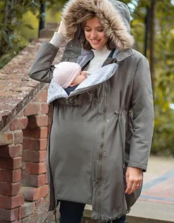 Outlet Seraphine Khaki 3 In 1 Winter Umstandsparka & Tragejacke