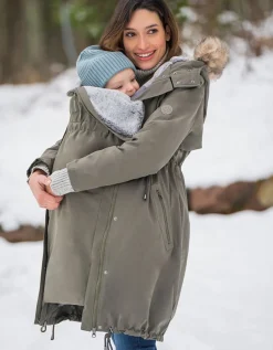 Outlet Seraphine Khaki 3 In 1 Winter Umstandsparka & Tragejacke