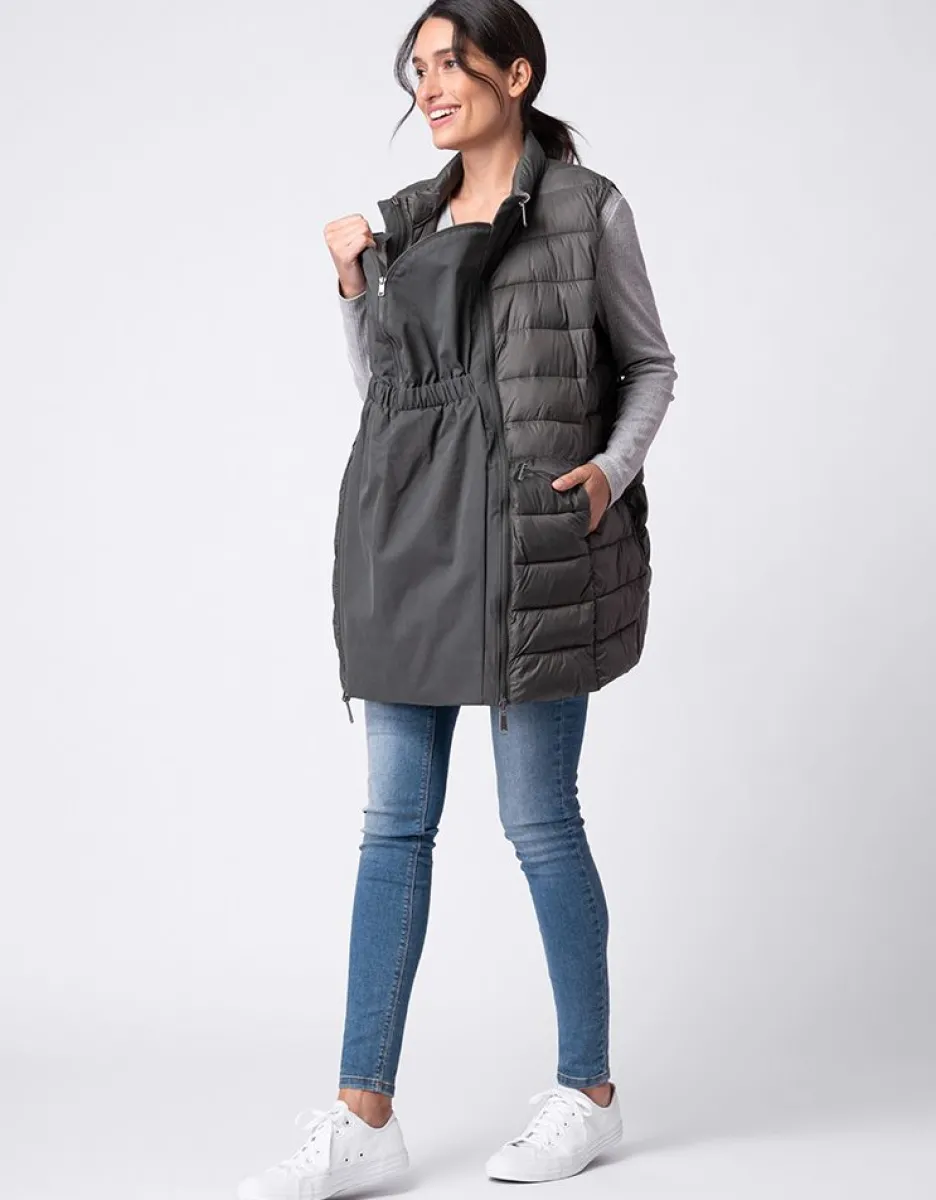 Flash Sale Seraphine Khakifarbener Parka 6 In 1 Umstands- Bis Babytragemantel Mit Wattierter Weste