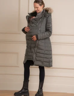Shop Seraphine Knielanger 3 In 1 Umstands- & Tragemantel Khaki