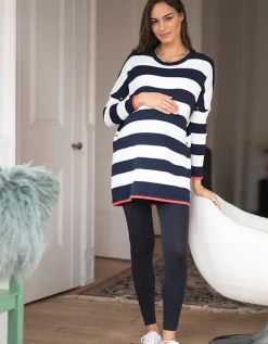 Best Seraphine Kraftig Gestreiftes, Kastenformiges Umstands- Und Stilltop In Marineblau Und Weis