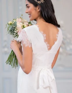 Outlet Seraphine Kurzes Umstandsbrautkleid Mit V-Ausschnitt
