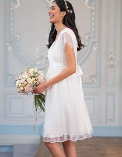 Outlet Seraphine Kurzes Umstandsbrautkleid Mit V-Ausschnitt