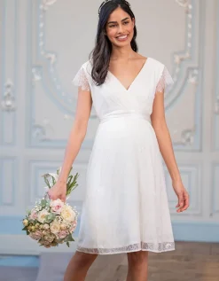 Outlet Seraphine Kurzes Umstandsbrautkleid Mit V-Ausschnitt