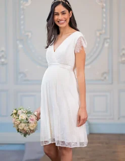 Outlet Seraphine Kurzes Umstandsbrautkleid Mit V-Ausschnitt