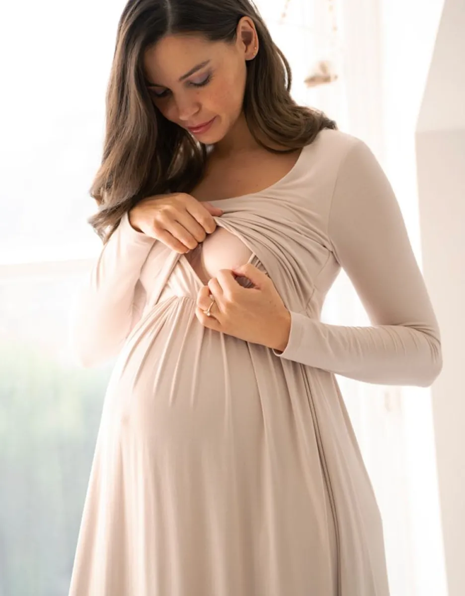 Online Seraphine Langarmliges Umstands- Und Still-Maxikleid Rosa