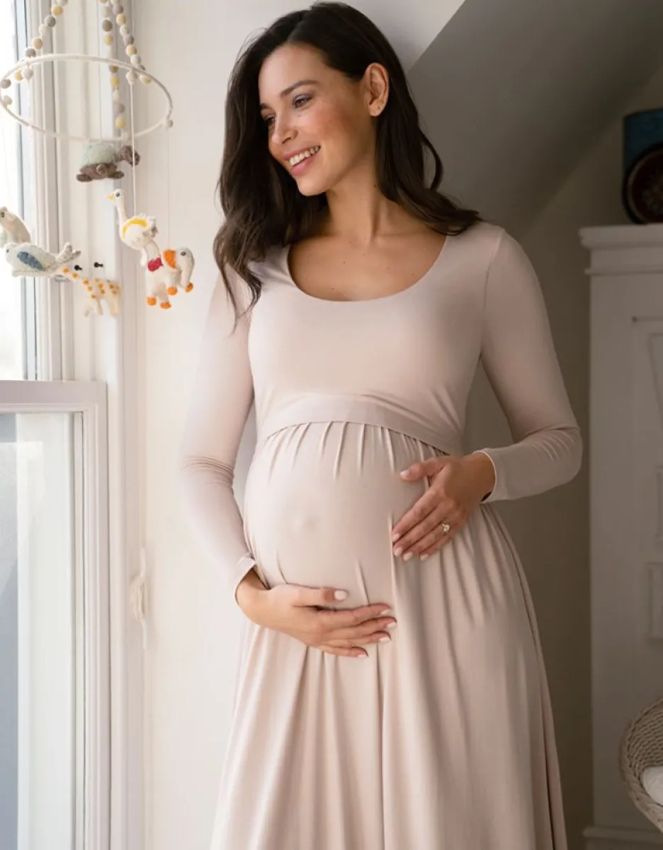 Online Seraphine Langarmliges Umstands- Und Still-Maxikleid Rosa