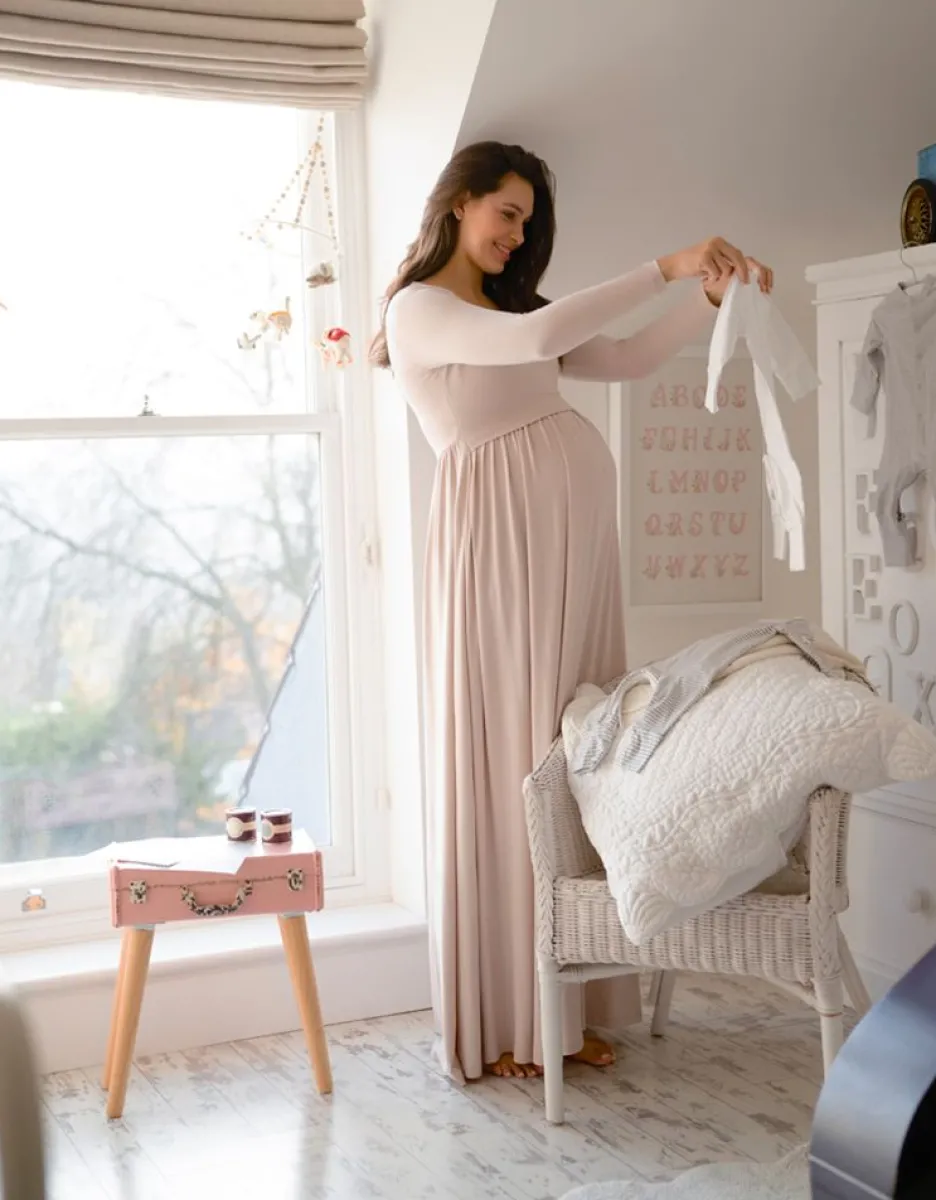 Online Seraphine Langarmliges Umstands- Und Still-Maxikleid Rosa