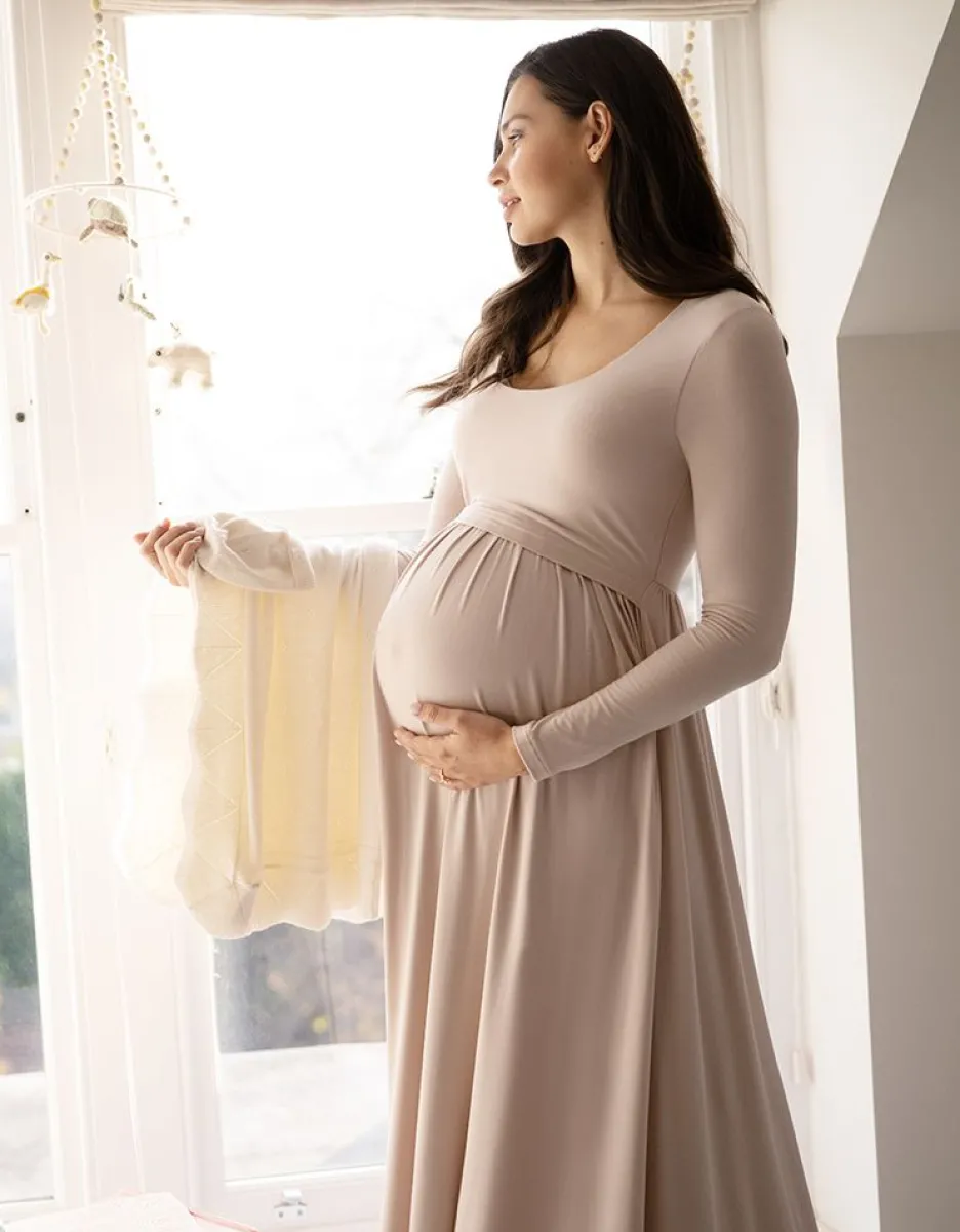 Online Seraphine Langarmliges Umstands- Und Still-Maxikleid Rosa