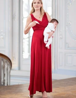 Outlet Seraphine Langes Umstands- Und Stillabendkleid - Bordeaux