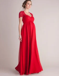 Flash Sale Seraphine Langes Umstandsabendkleid Aus Seide Und Spitze - Scharlachrot