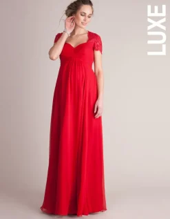 Flash Sale Seraphine Langes Umstandsabendkleid Aus Seide Und Spitze - Scharlachrot