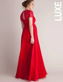 Flash Sale Seraphine Langes Umstandsabendkleid Aus Seide Und Spitze - Scharlachrot
