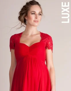 Flash Sale Seraphine Langes Umstandsabendkleid Aus Seide Und Spitze - Scharlachrot