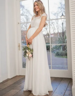Fashion Seraphine Langes Umstandsbrautkleid Mit Eyelash Spitze