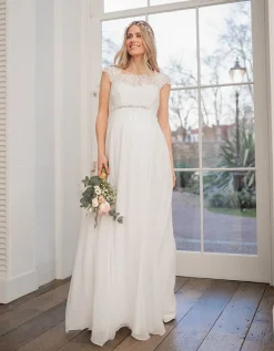 Fashion Seraphine Langes Umstandsbrautkleid Mit Eyelash Spitze