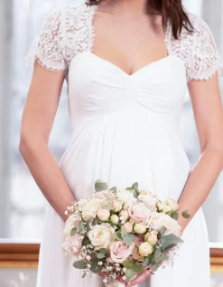 Clearance Seraphine Langes Umstandsbrautkleid Aus Seide Und Spitze - Elfenbein